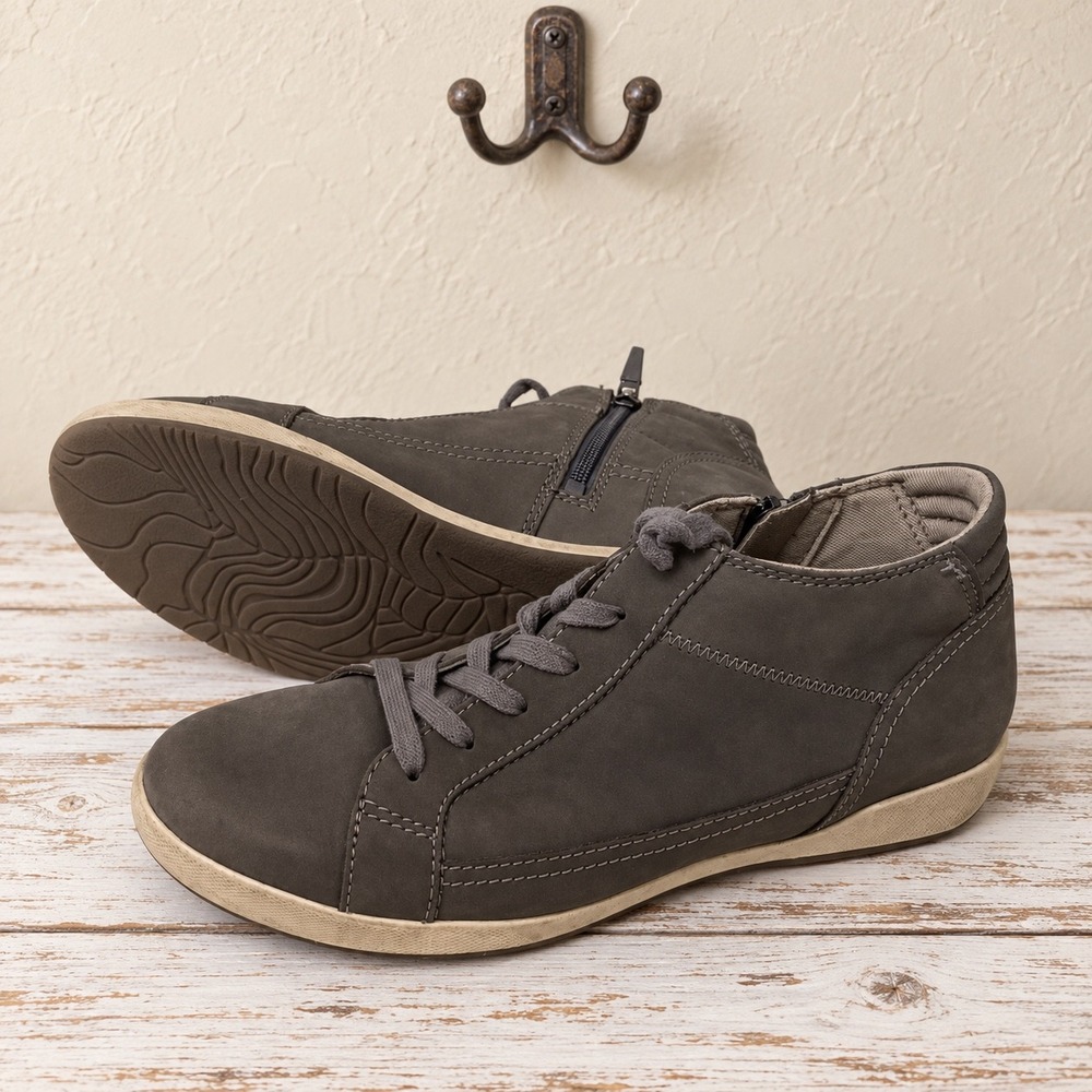 Dansko Honor Grey Nubuck Leather Side Zip Mid Top Sneakers Size 42